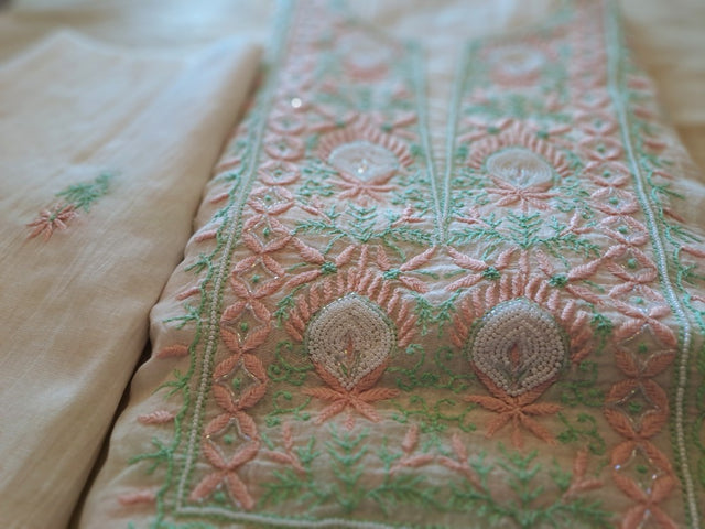 Elegant Mulchanderi Chikankari Suit Fabric