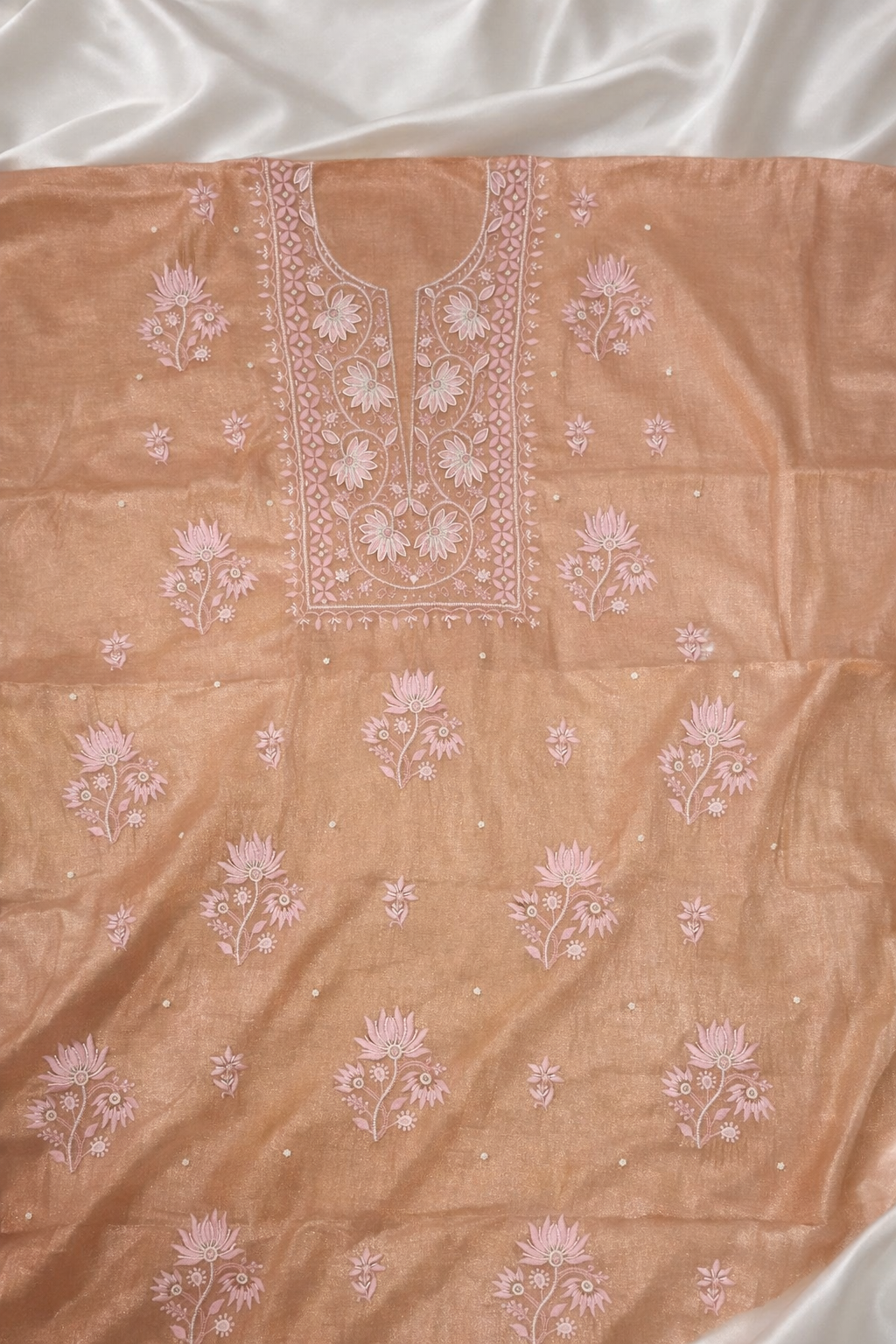 Gulabi Grace Tissue Silk Fabric – Kurta and Dupatta (Unstitched)