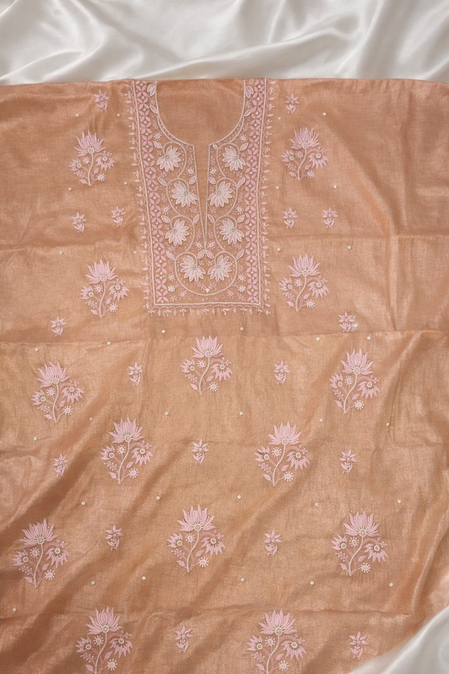 Gulabi Grace Tissue Silk Fabric – Kurta and Dupatta (Unstitched)