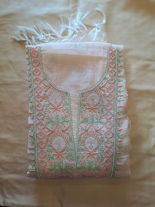 Elegant Mulchanderi Chikankari Suit Fabric