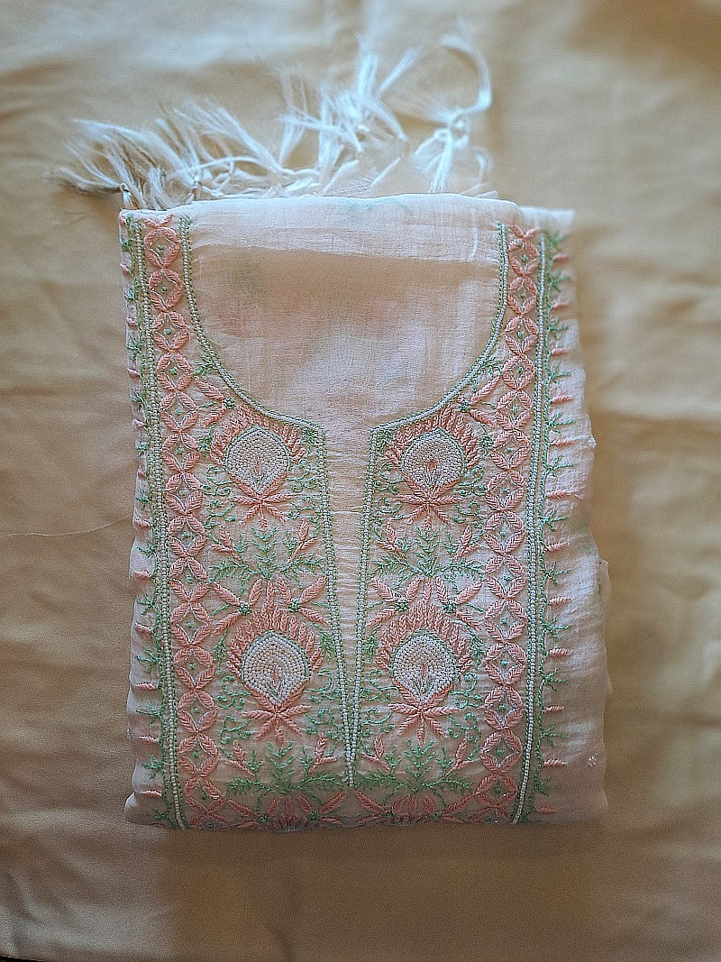 Elegant Mulchanderi Chikankari Suit Fabric