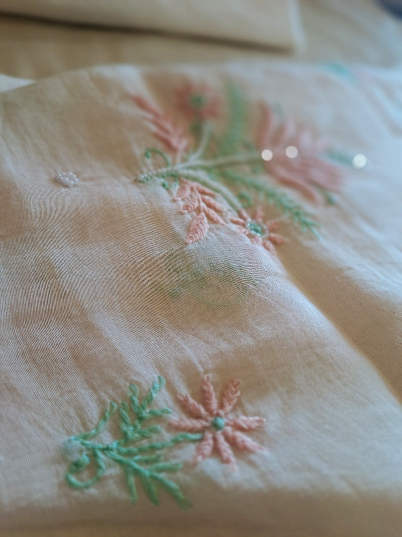 Elegant Mulchanderi Chikankari Suit Fabric