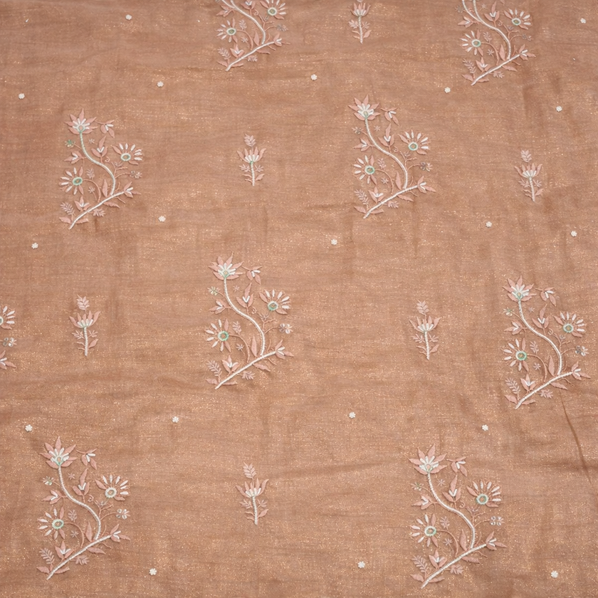 Rosé Reverie Tissue Silk Fabric – Kurta and Dupatta (Unstitched)